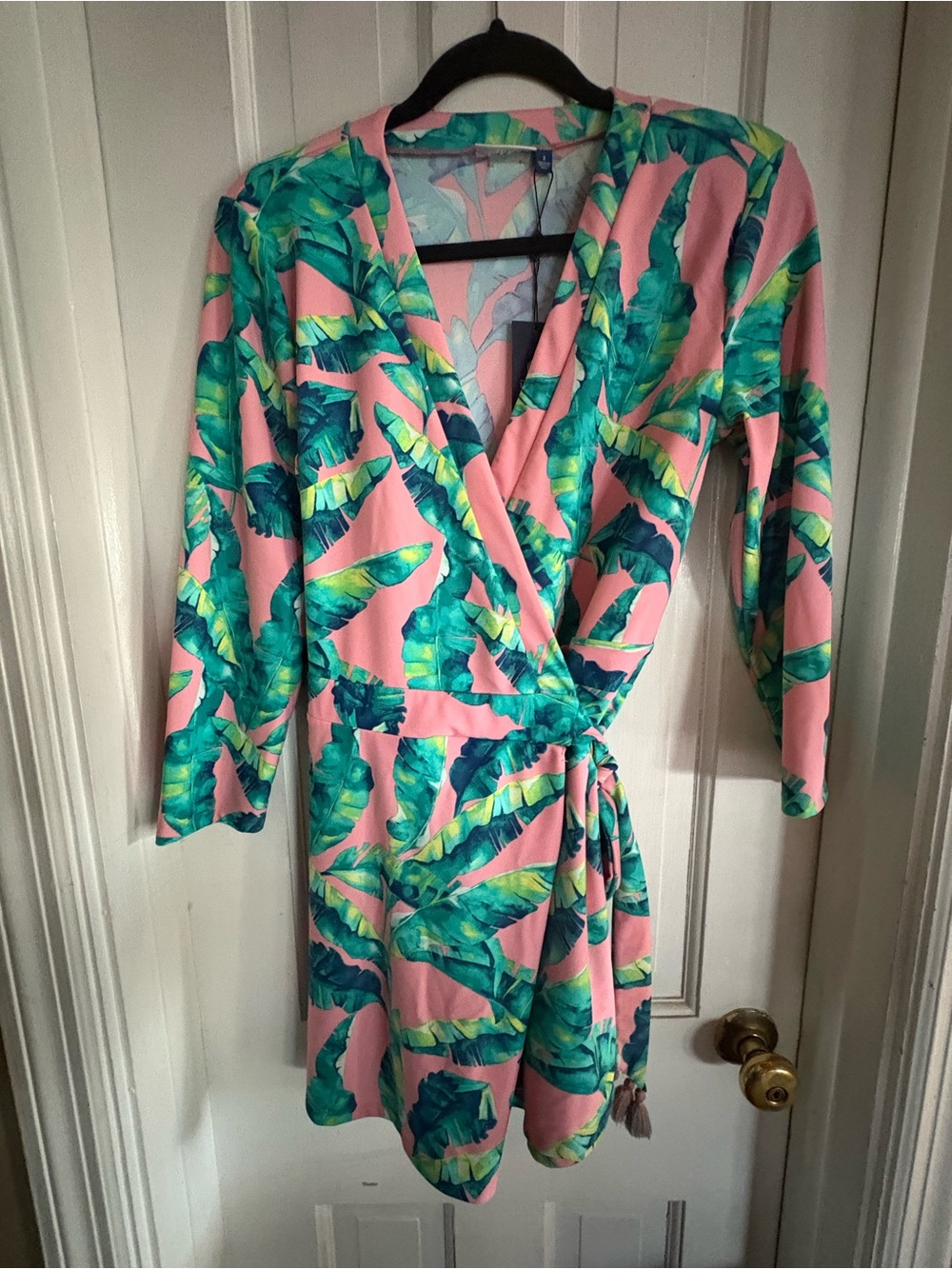 Cabana Life Pink Tropical Leaf One-Piece Swimsuit Cover-Up Jumper Romper - Picture 11 of 16